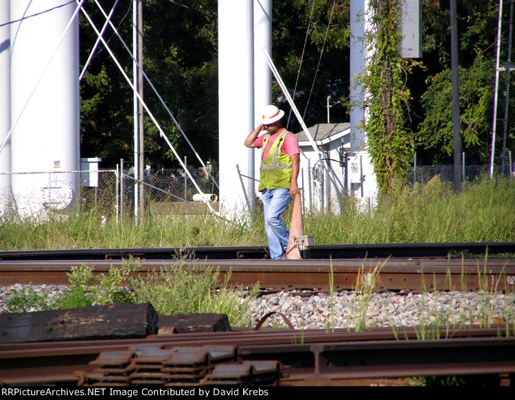 Checking the track.